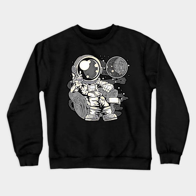 Astronaut Drinking And Relax • Funny And Cool Sci-Fi Cartoon Drawing Design Great For Anyone That Loves Astronomy Art Crewneck Sweatshirt by TeesHood